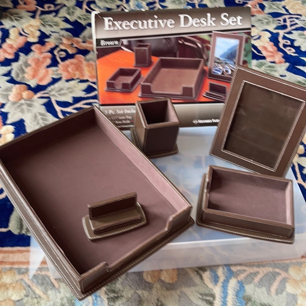 Executive Desk Set, 5pcs, Brown
